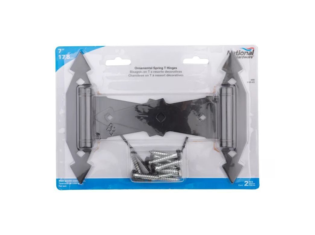 National Hardware Black Ornamental Spring T-Hinge, 7-In
