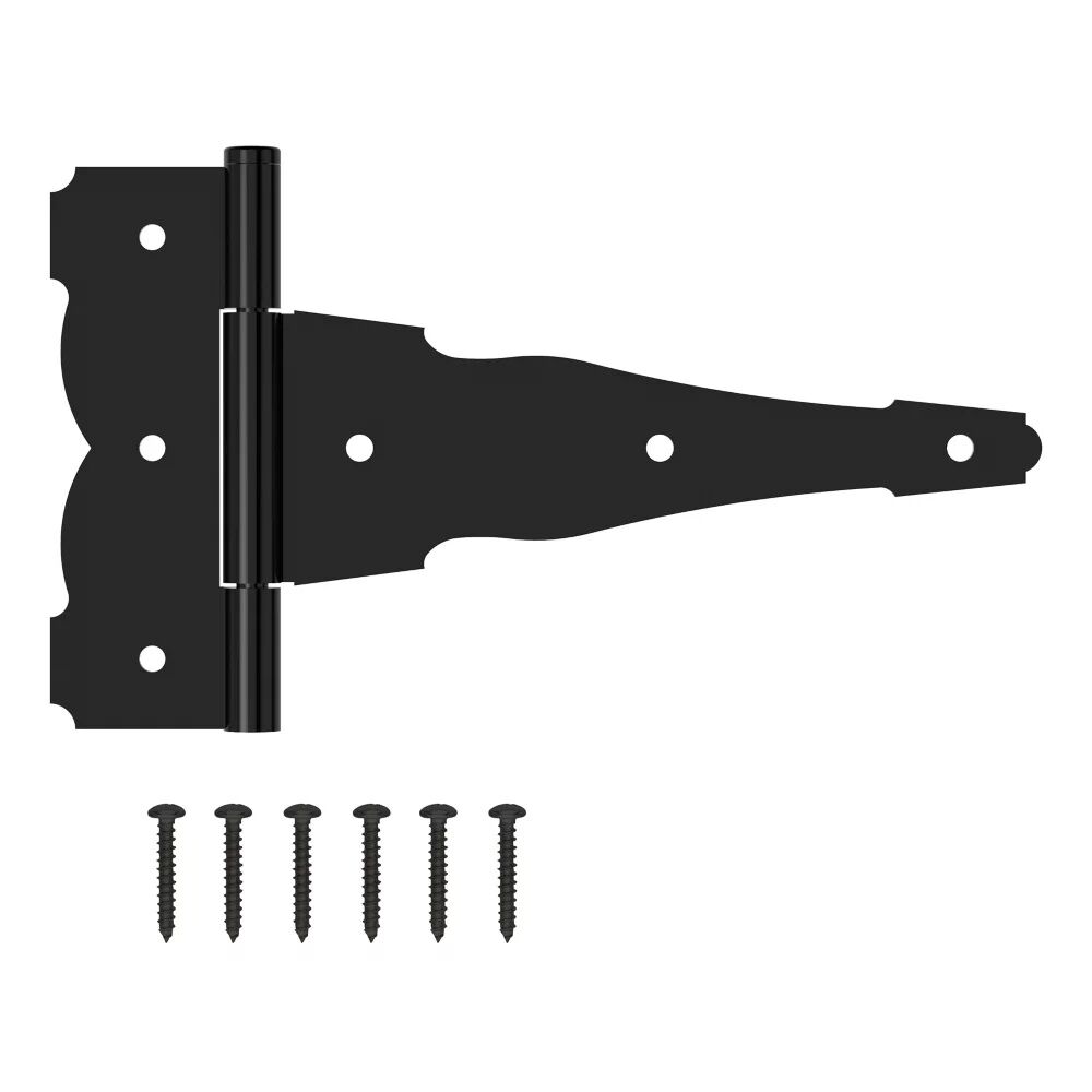 National Hardware Zinc Plated Black Decorative T Hinge, 10-in