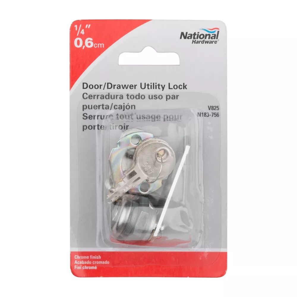 National Hardware Chrome Door/Drawer Utility Lock, 1/4-In