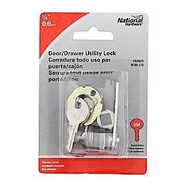 National Hardware Chrome Door/Drawer Utility Lock, 1/4-In
