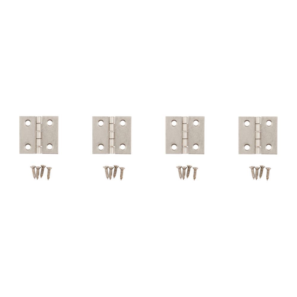 National Hardware Satin Nickel Hinge, 1-In x 1-In, 4-Pk