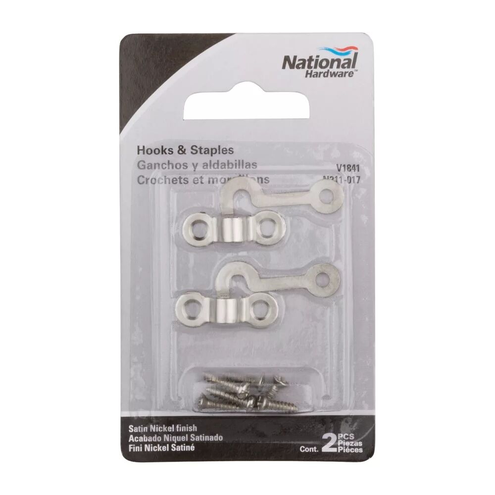 National Hardware Satin Nickel Hooks & Staples, 2-Pk