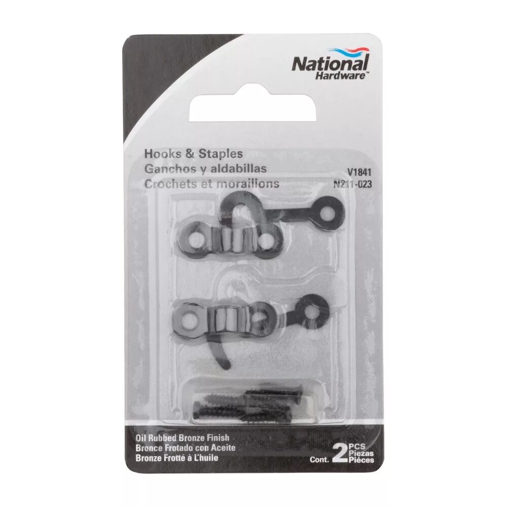 National Hardware Oil Rubbed Bronze Hooks & Staples, 2-Pk