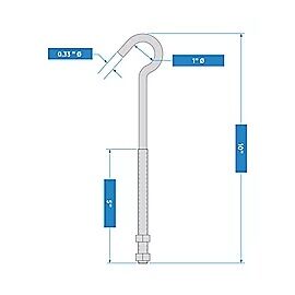 National Hardware Zinc Plated Hook Bolt, 3/8-In X 10-In