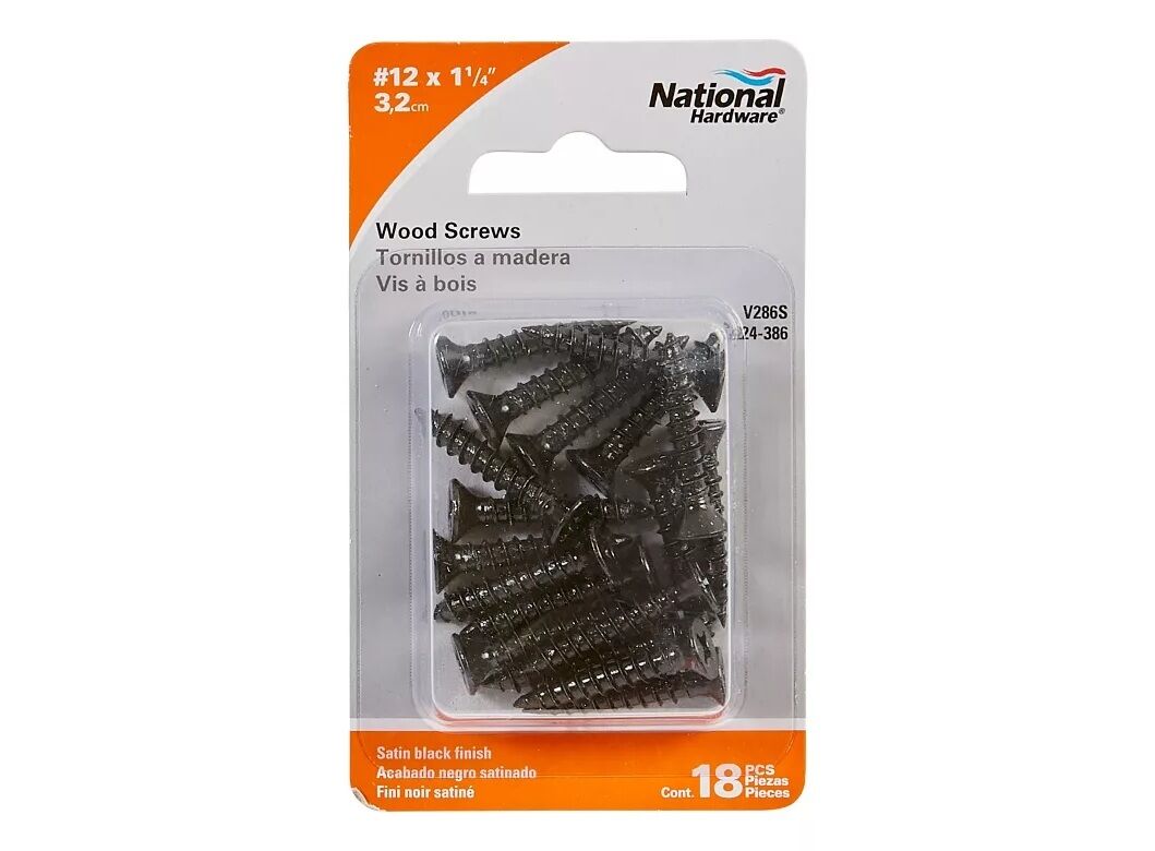 National Hardware Black Wood Screws, #12 x 1-1/4-In, 18-Pk