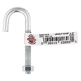 National Hardware Zinc Plated J Bolt, 5/16 X 3-In