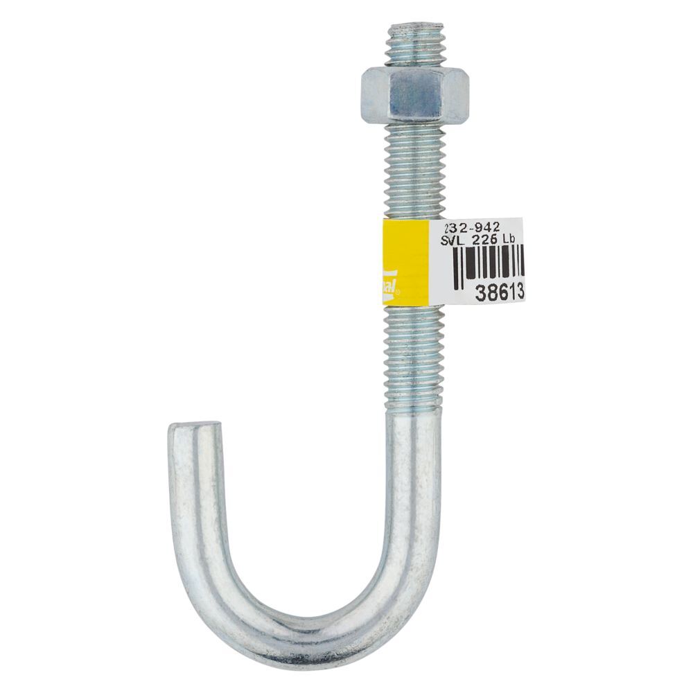 National Hardware Zinc Plated J Bolt, 3/8-In x 3 3/4-In