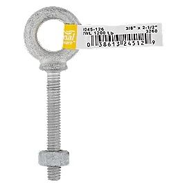 National Hardware Galvanized Eye Bolt Forged, 3/8-In X 2-1/2 In