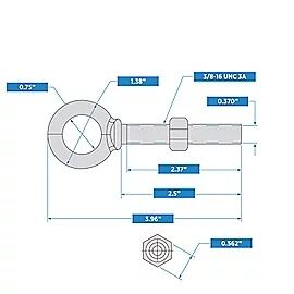 National Hardware Galvanized Eye Bolt Forged, 3/8-In X 2-1/2 In