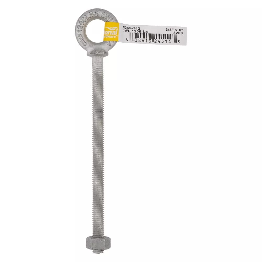 National Hardware Galvanized Forged Eye Bolt, 3/8-In X 6-In