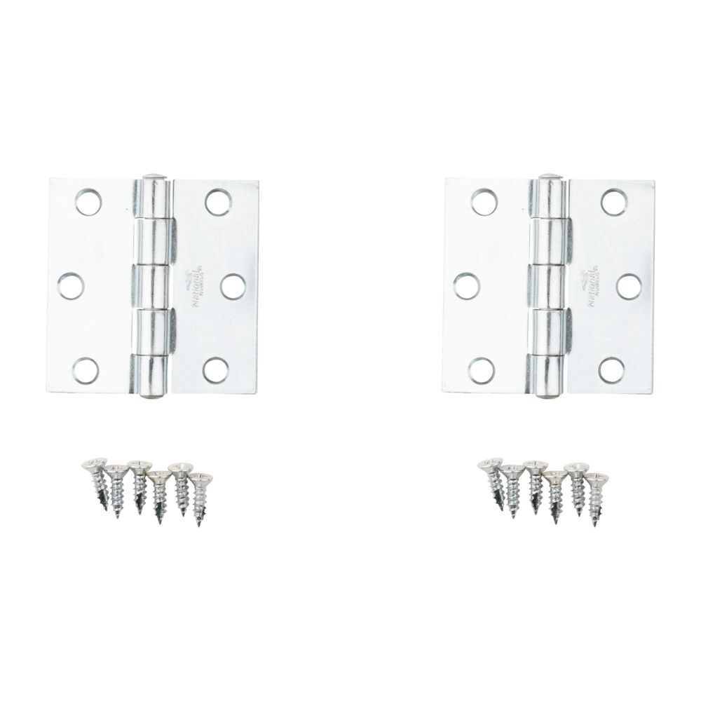 National Hardware Zinc Plated Non-Removable Pin Hinge, 2 1/2-In, 2-Pk