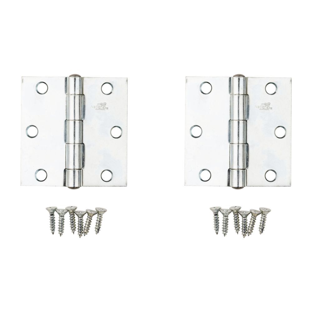National Hardware Zinc Plated Non-Removable Pin Hinge, 3-In, 2-Pk