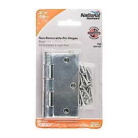 National Hardware Zinc Plated Non-Removable Pin Hinge, 3 1/2-In