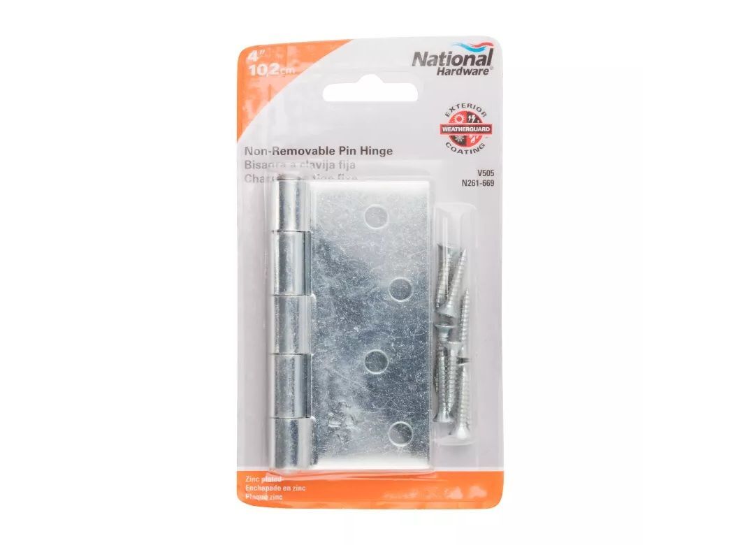 National Hardware Zinc Plated Non-Removable Pin Hinge, 4-In