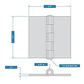 National Hardware Plain Steel Door Hinge, 3-1/2-In