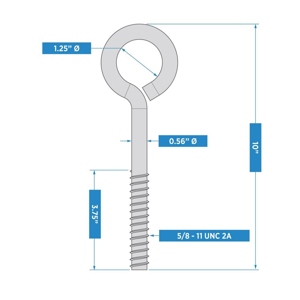 National Hardware Zinc Plated Eye Bolt, 5/8-In x 10-In