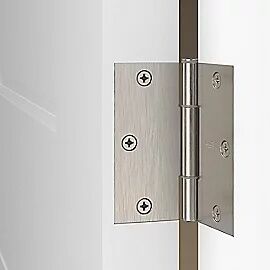 National Hardware Satin Nickel Squeak Guard Square Corner Door Hinges, 3.5-In