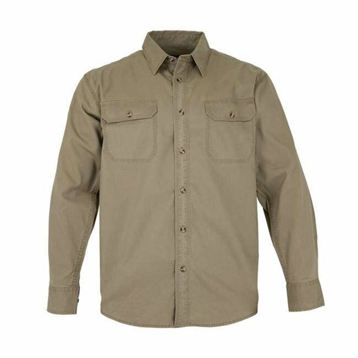 Men's Long Sleeve Weathered Work Shirt in Khaki