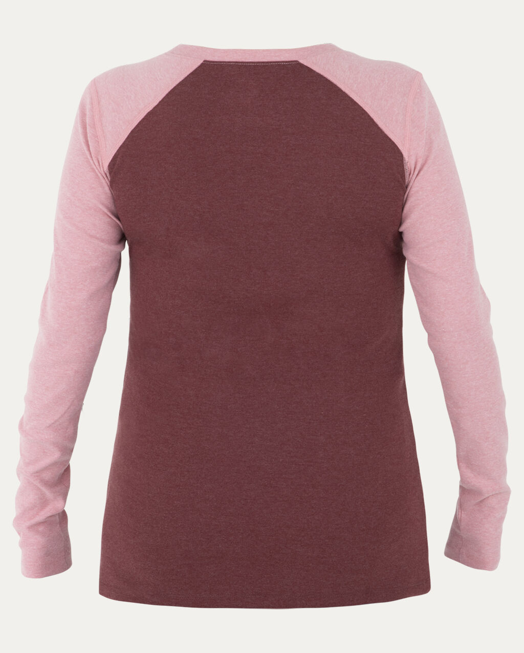 Women's Tug-Free™ Long Sleeve Crew in Port Heather / Petal Pink