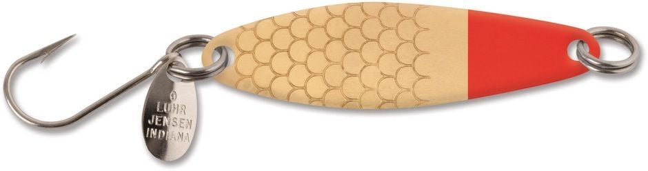 Luhr-Jensen Needlefish Brass/Red Head Spoon, 1-1/2-In