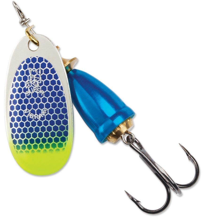 Blue Fox Classic Vibrax Blue Scale Chartreuse Tip UV Spinner, #4, 3/8-Oz