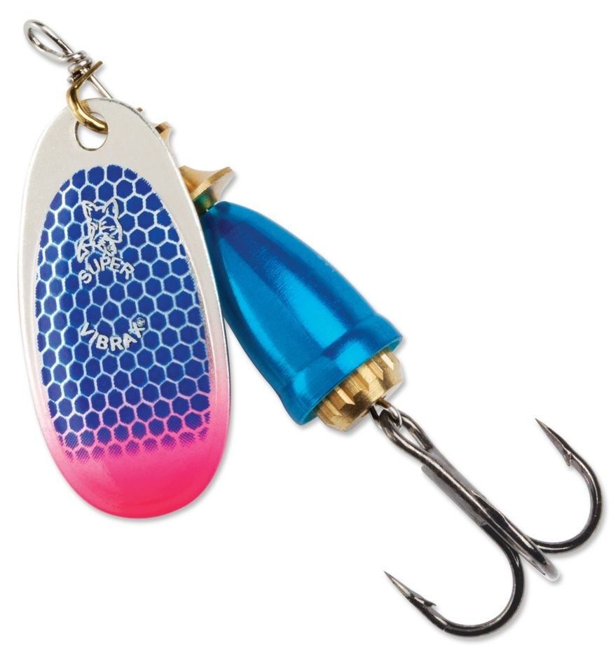 Blue Fox Classic Vibrax Blue Scale Pink Tip UV Spinner, #4, 3/8-Oz