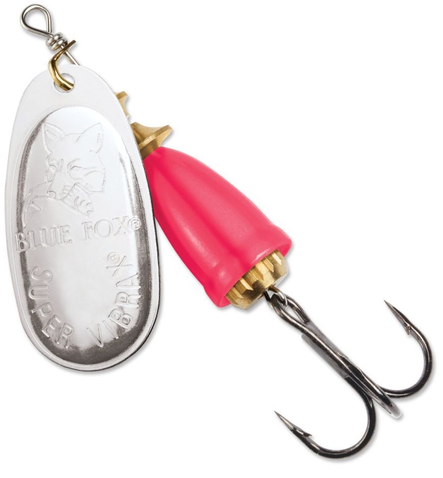 Blue Fox Classic Vibrax Silver/Hot Pink Spinner, #5, 7/16-Oz