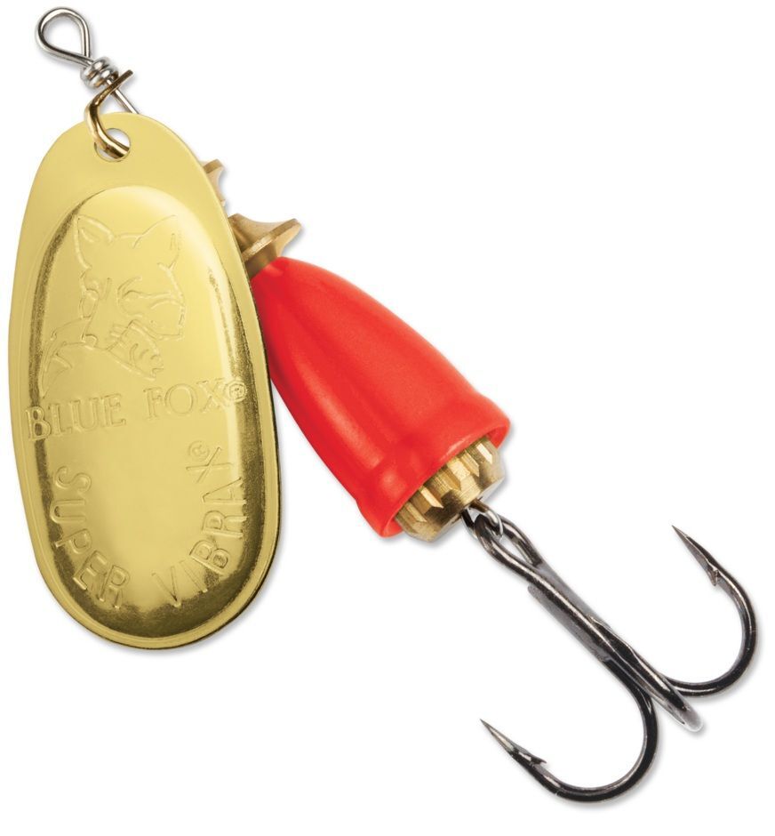 Blue Fox Classic Vibrax Gold/Fluorescent Red Spinner, #6, 5/8-Oz