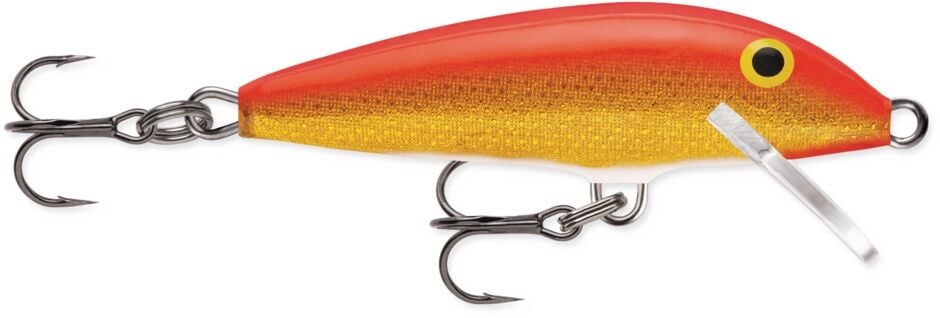 Rapala Gold Fluorescent Red Original Floating Lure, 2-In