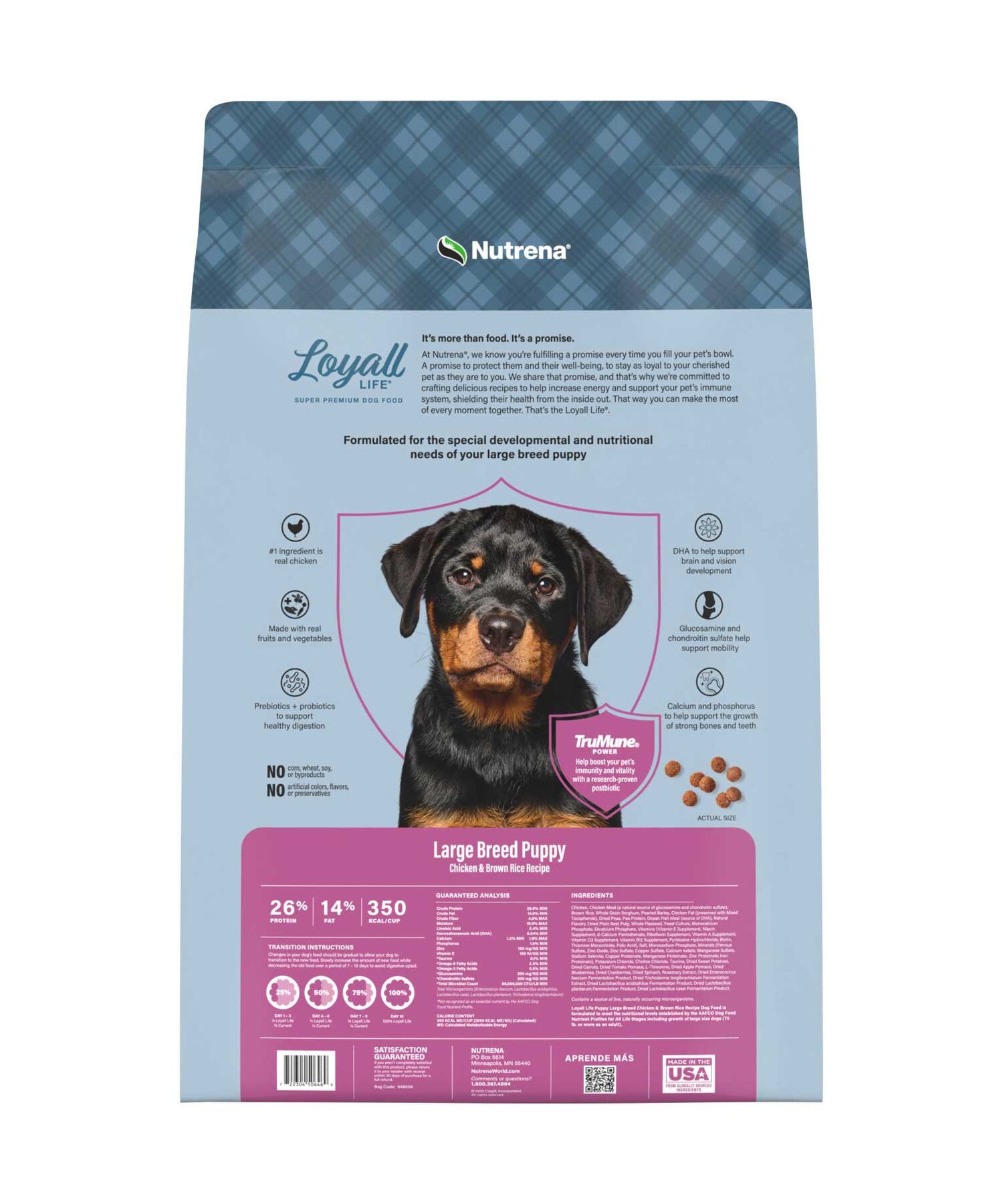 Nutrena Loyall Life Puppy Large Breed Chicken & Brown Rice Puppy Food, 40-Lb