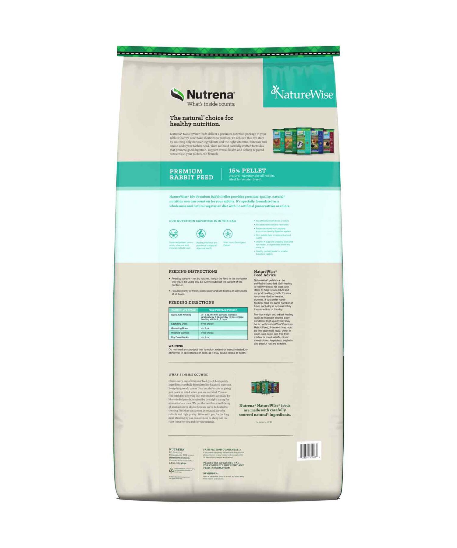 Nutrena NatureWise 15% Premium Rabbit Feed, 40-Lb
