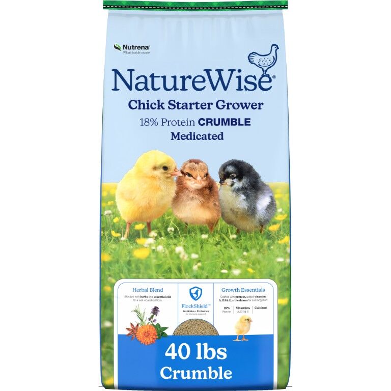 Nutrena NatureWise Chick Starter Grower 18% Protein Crumble Medicated, 40-Lb