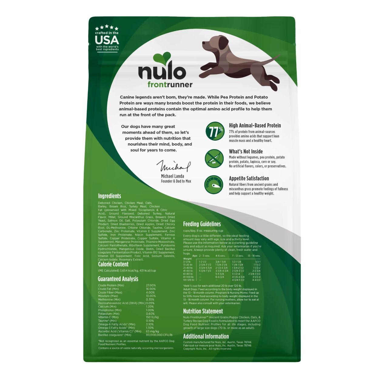 Nulo Frontrunner High-Protein Kibble For Puppies Chicken, Oats & Turkey Recipe Dog Food, 3-Lb