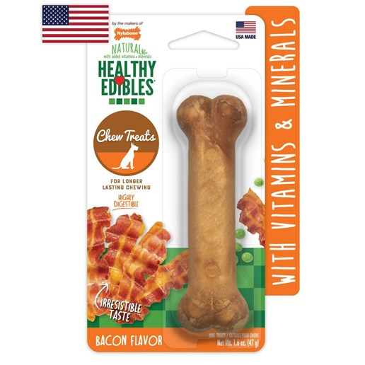 Nylabone Healthy Edibles All-Natural Bacon Flavor Long Lasting Dog Chew Treat, Regular