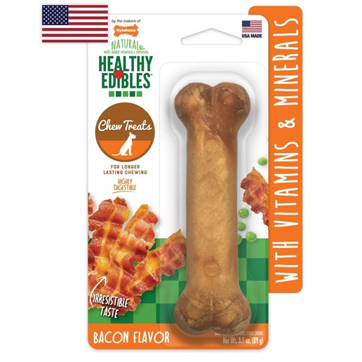Nylabone Healthy Edibles All-Natural Bacon Flavor Long Lasting Dog Chew Treat, Medium
