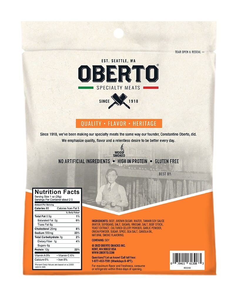 Oberto Teriyaki Beef Jerky, 2.7-Oz