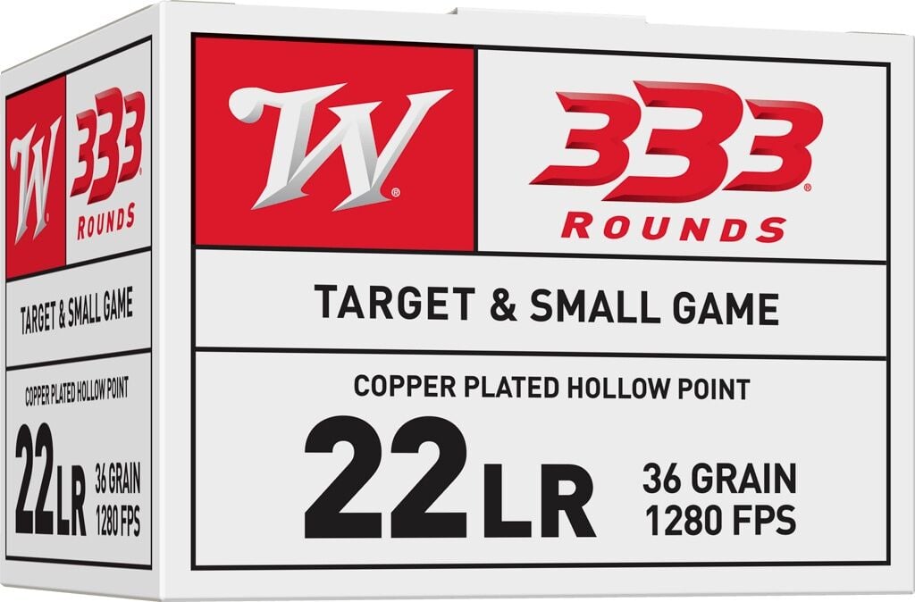 Winchester 22 Long Rifle, 36 Grain Copper Plated Hollow Point Rimfire Rifle Ammo, 333-Rd