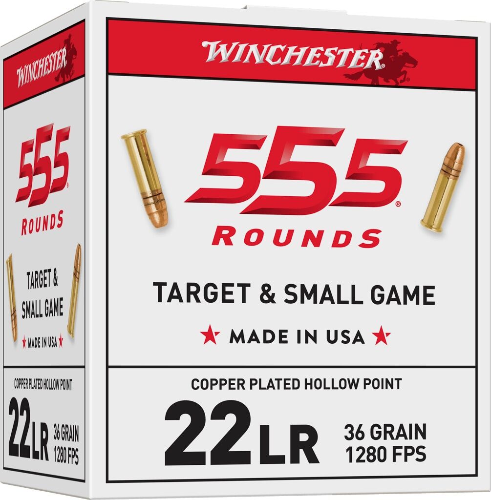 Winchester .22 LR, 36 Grain Copper Plated Hollow Point Rifle Ammo, 555-Rd