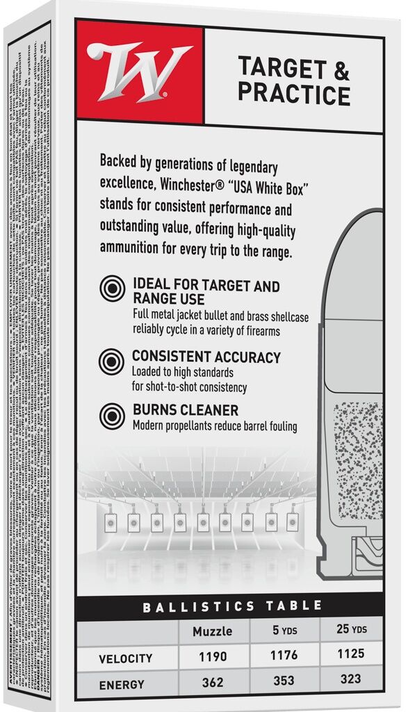 Winchester Target & Practice 9mm, 115 Grain Full Metal Jacket Pistol Ammo, 50-Rd
