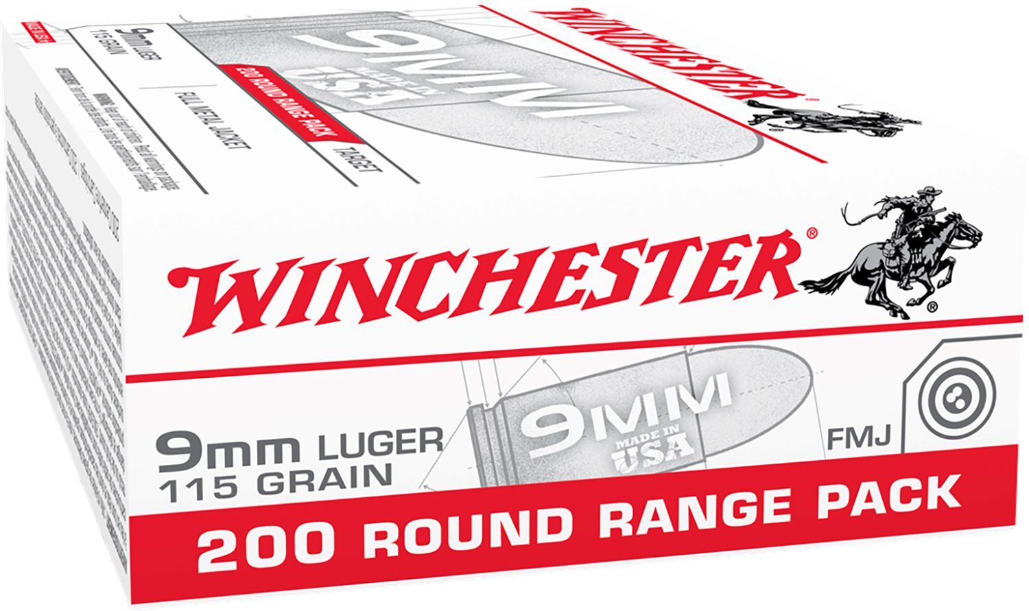 Winchester USA 9mm, 115 Grain FMJ, 200-Rd