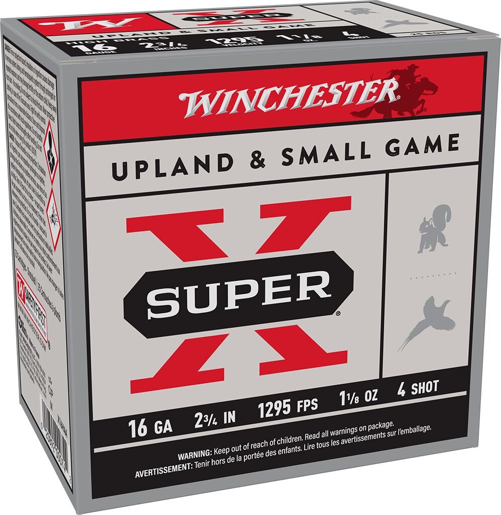 Winchester Super-X 16 Gauge 2 3/4" #4 Shot, 1 1/8-Oz, 25-Rd