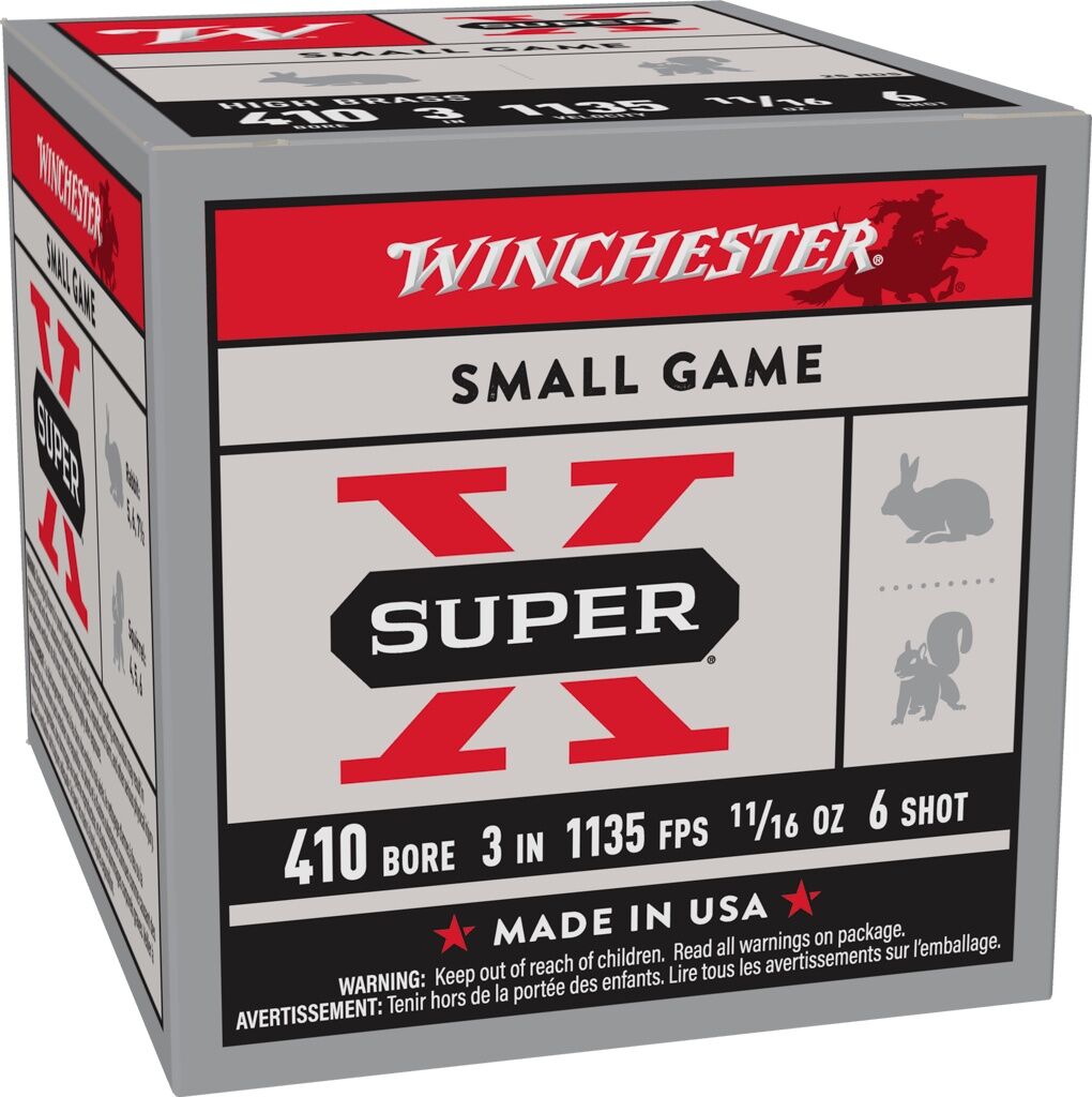 Winchester Super-X .410 Bore 3" #6 Shot, 11/16-Oz, 25-Rd