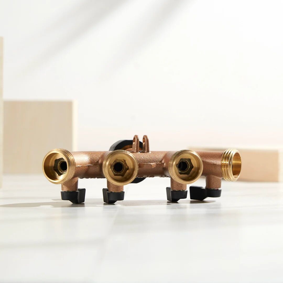 Orbit Brass 4-Way Hose Manifold With Shut-Offs