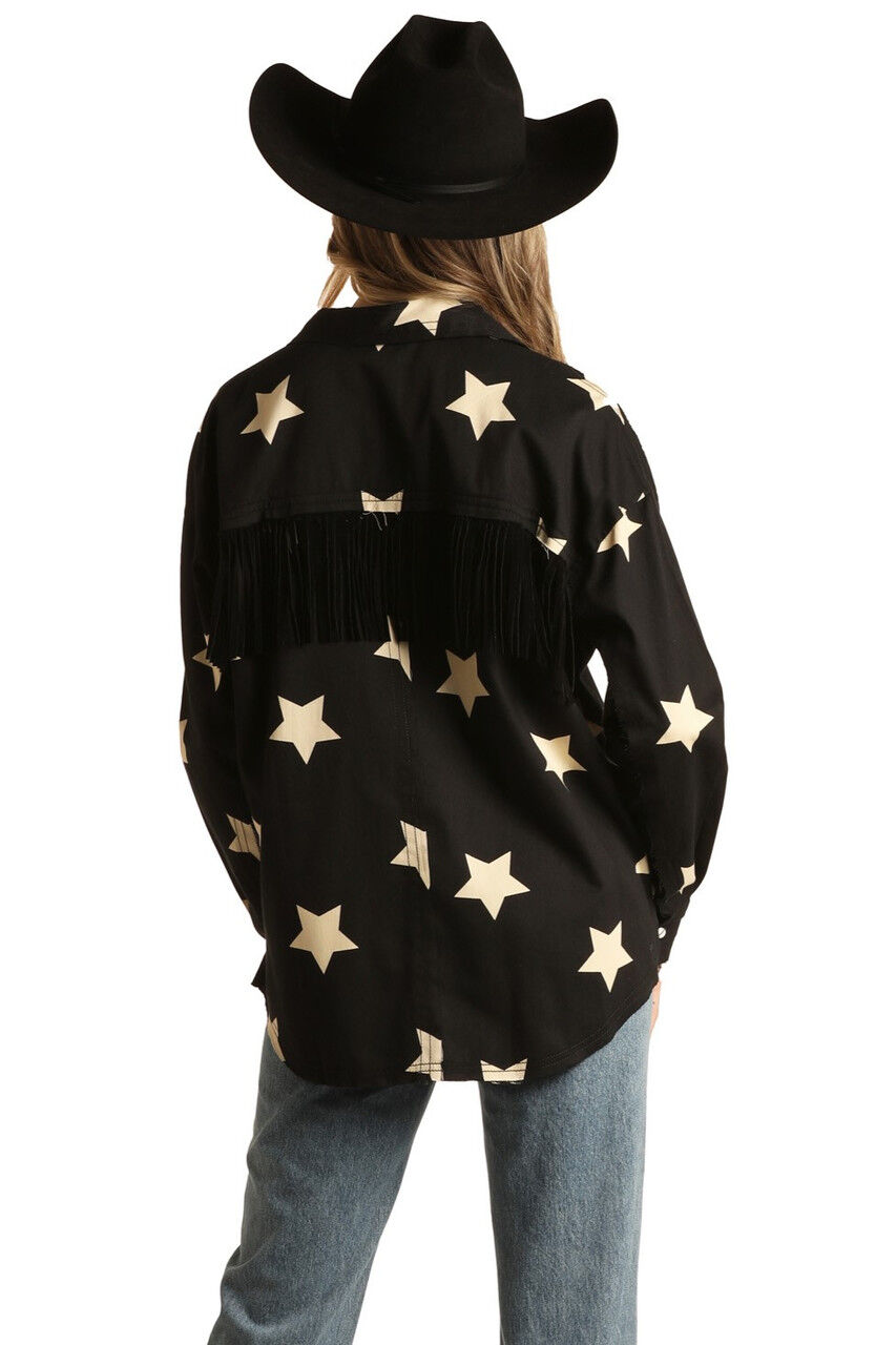 Rock & Roll Denim Women's West Desperado Fringe Long Sleeve Snap Shirt