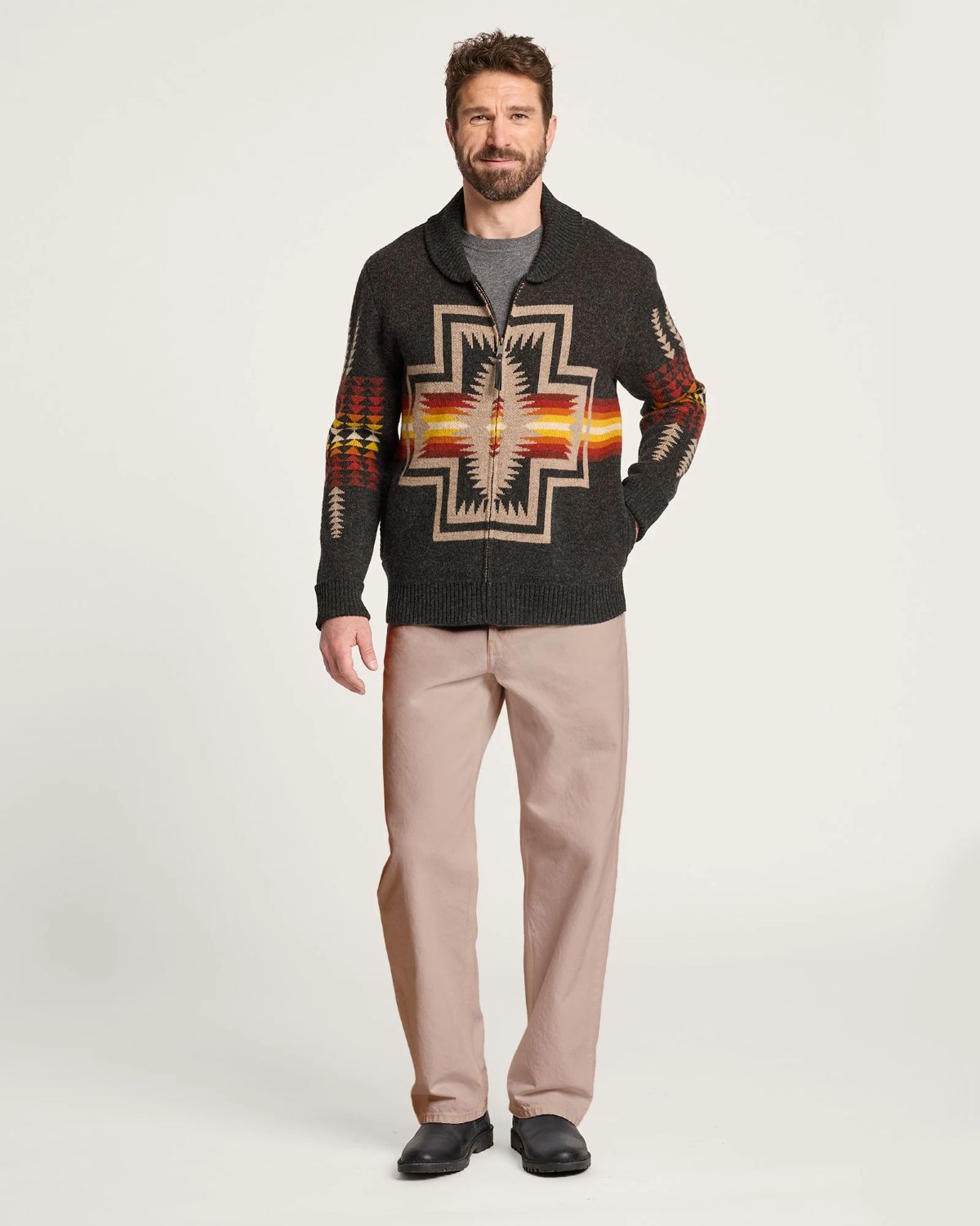 Pendleton Men's Harding Zip Lambswool Cardigan
