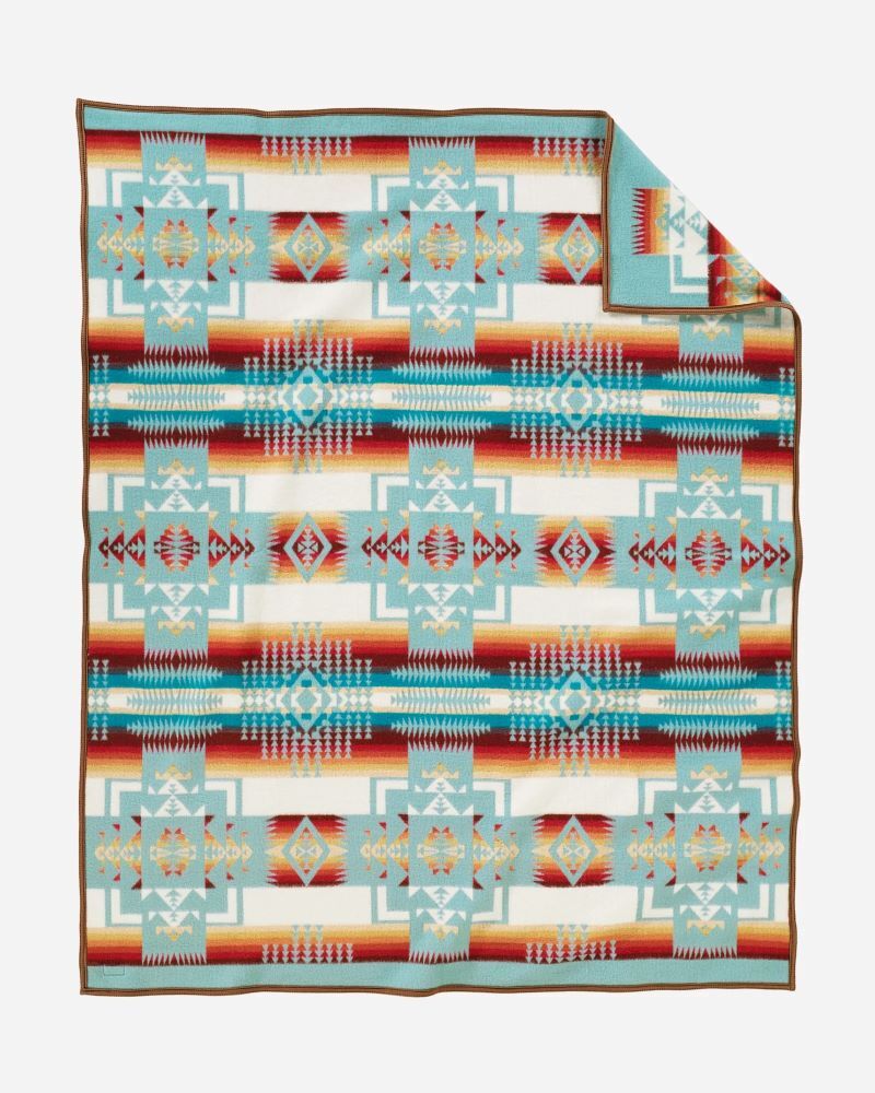 Pendleton Twin Chief Joseph Blanket In Aqua, 64-In x 80-In