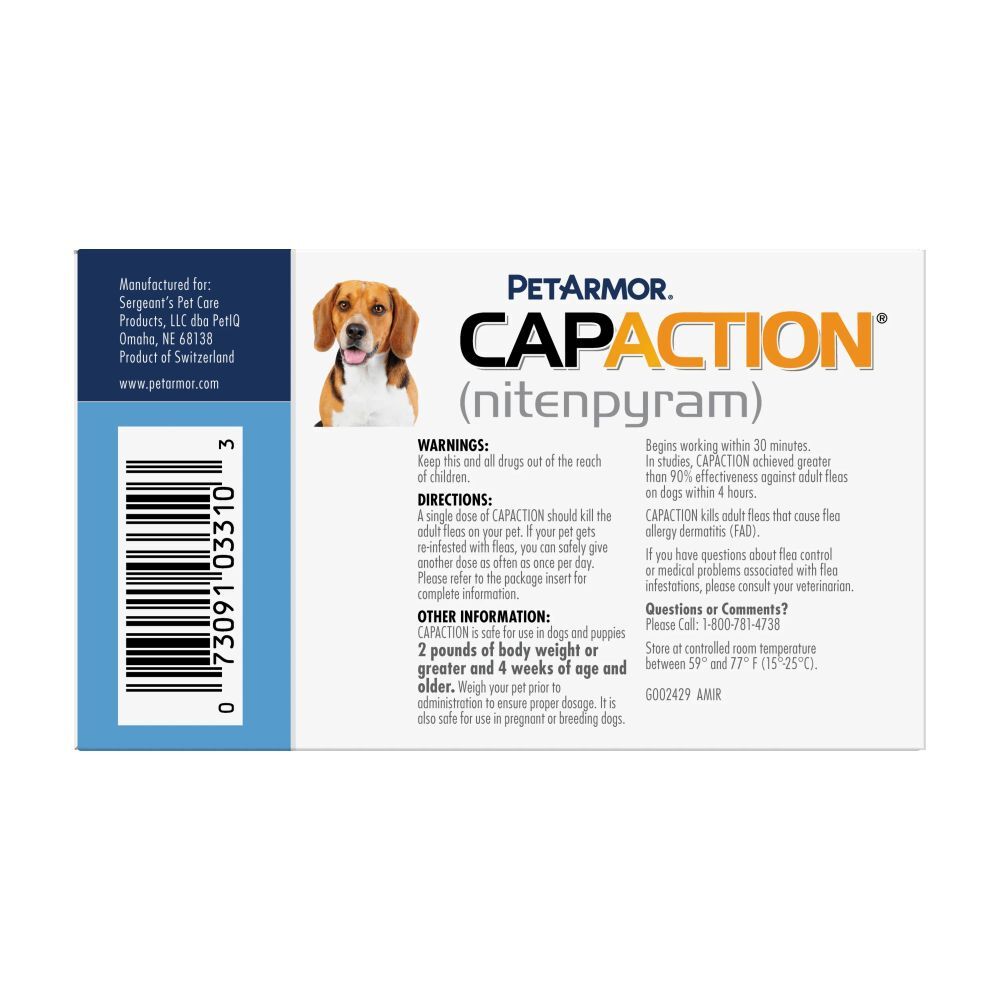 Pet Armor Capaction (nitenpyram) Oral Flea Treatment for Small Dogs, 6-Pk