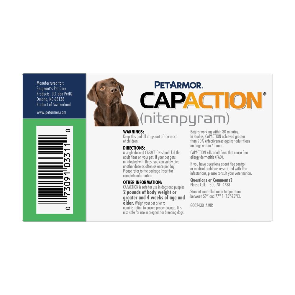 Pet Armor Capaction (nitenpyram) Oral Flea Treatment for Large Dogs, 6-Pk