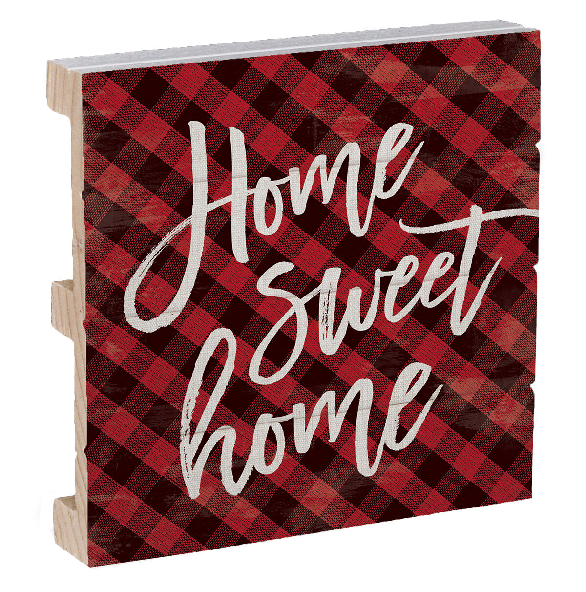 "Home Sweet Home" Wooden Pallet Coaster in Red, 4-In x 4-In