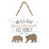 "An Old Bear Lives Here" Decorative Wooden Hanging Sign in White, 7-In x 7-In
